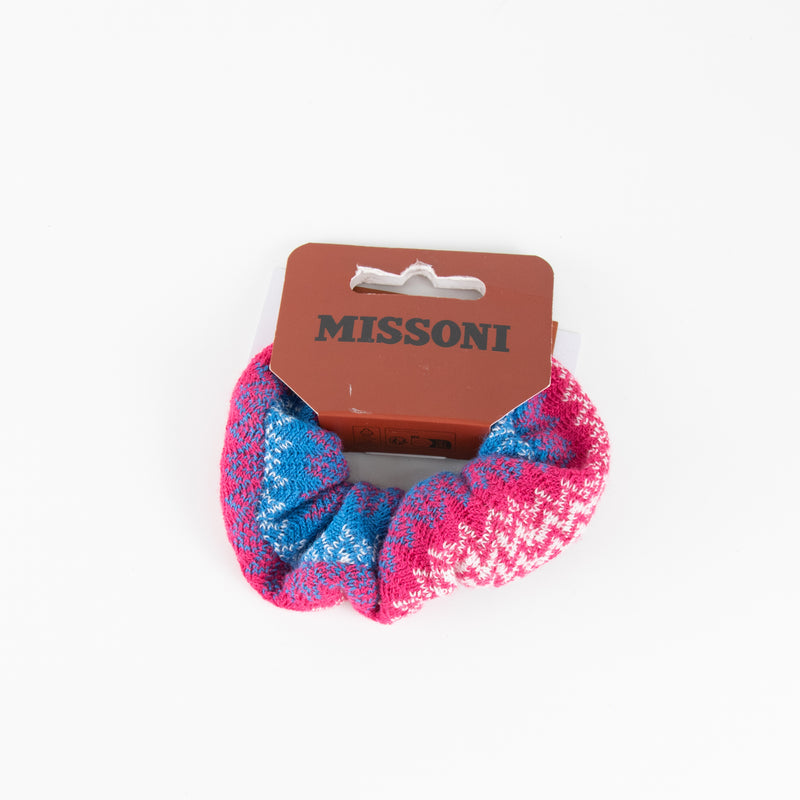 Missoni Pink Blue Zig Zag Knit Scrunchie