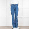 Sandro Blue High Waist Distressed Trim Long Jeans
