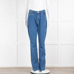 Sandro Blue High Waist Distressed Trim Long Jeans