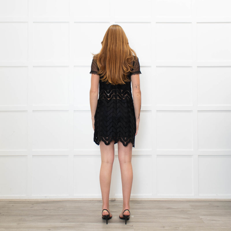 Self Portrait Black Lace Dress With Sheer Short Sleeve Top