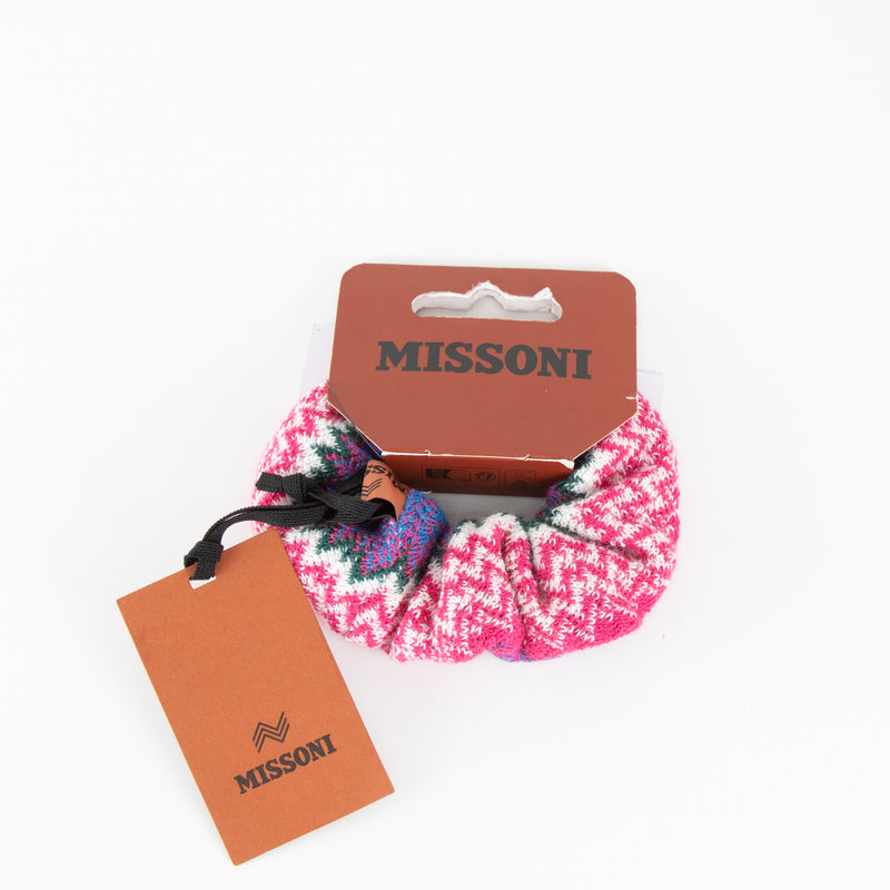 Missoni Pink Blue Zig Zag Knit Scrunchie