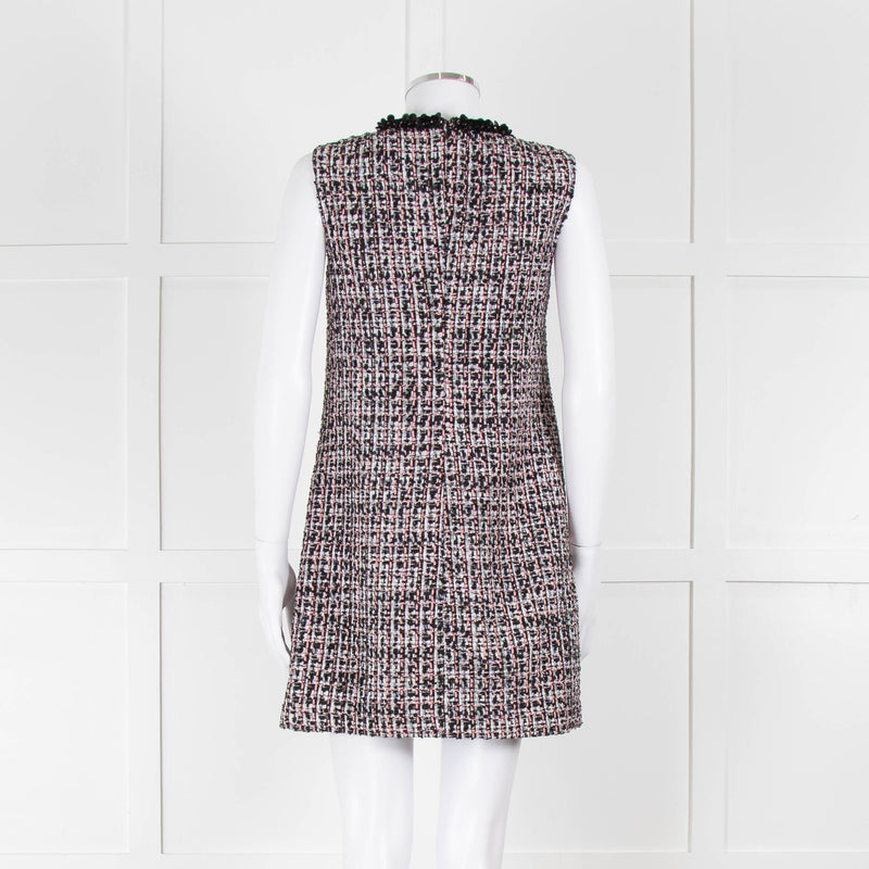Self-Portrait Pink and Black  Shift Dress with Jewelled Neckline