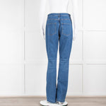 Sandro Blue High Waist Distressed Trim Long Jeans