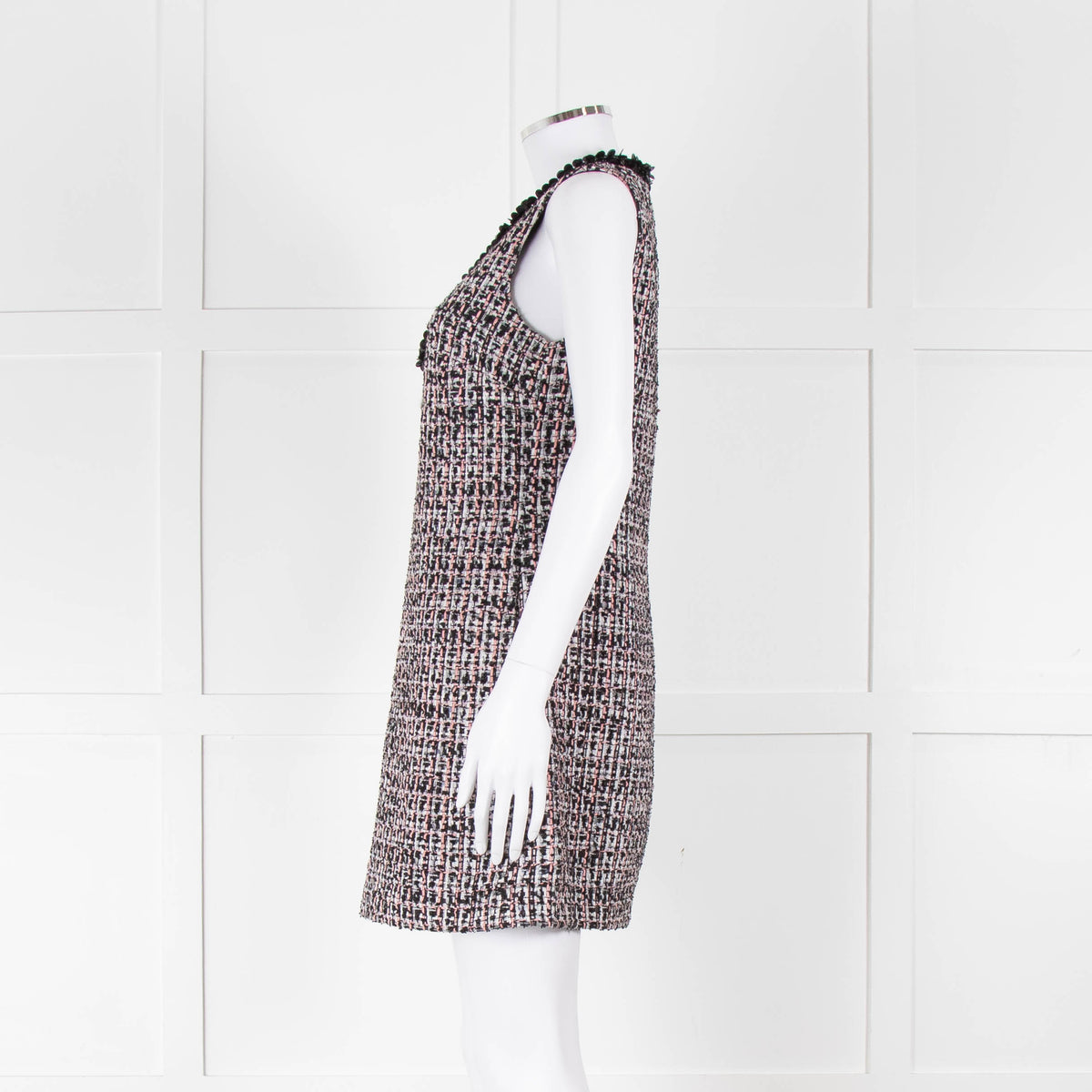 Self-Portrait Pink and Black  Shift Dress with Jewelled Neckline