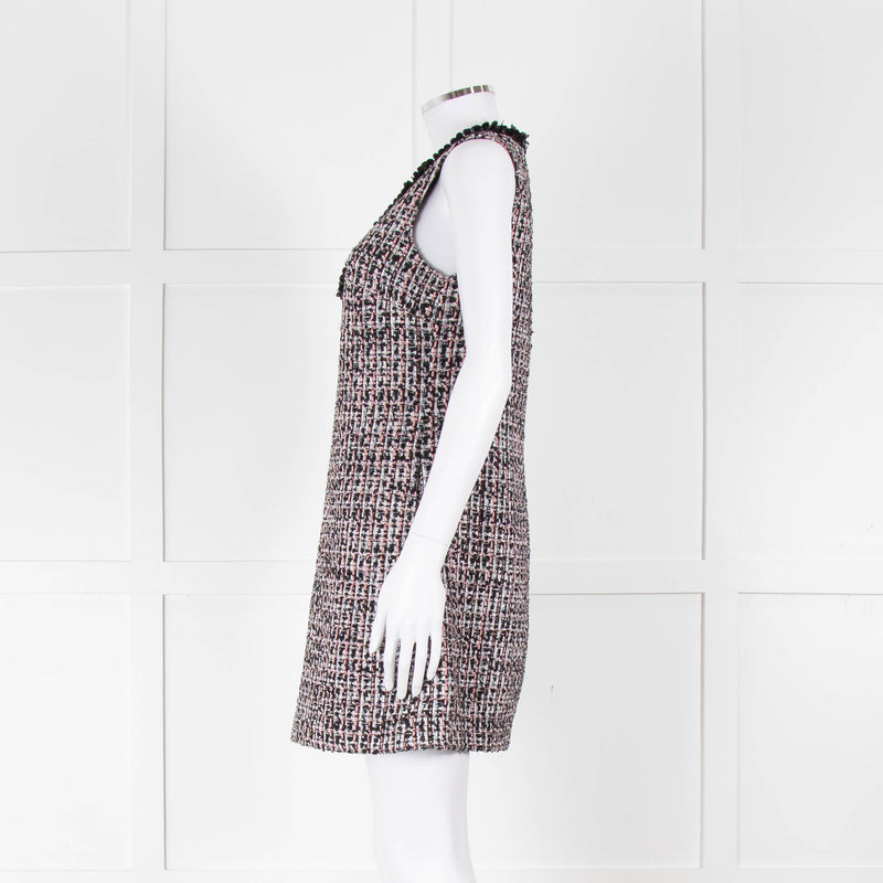 Self-Portrait Pink and Black  Shift Dress with Jewelled Neckline