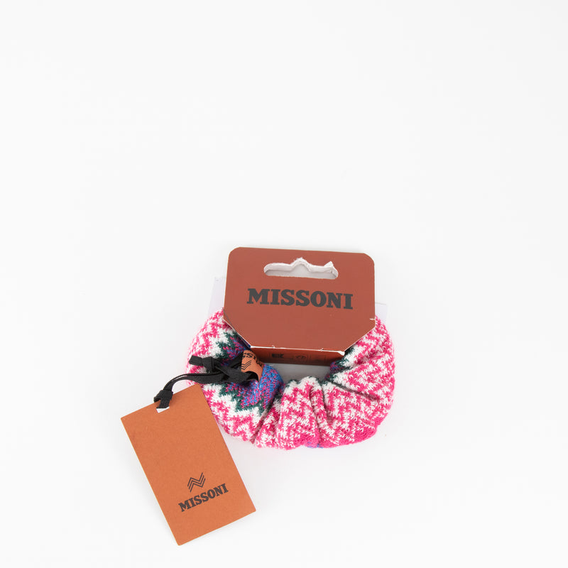Missoni Pink Blue Zig Zag Knit Scrunchie