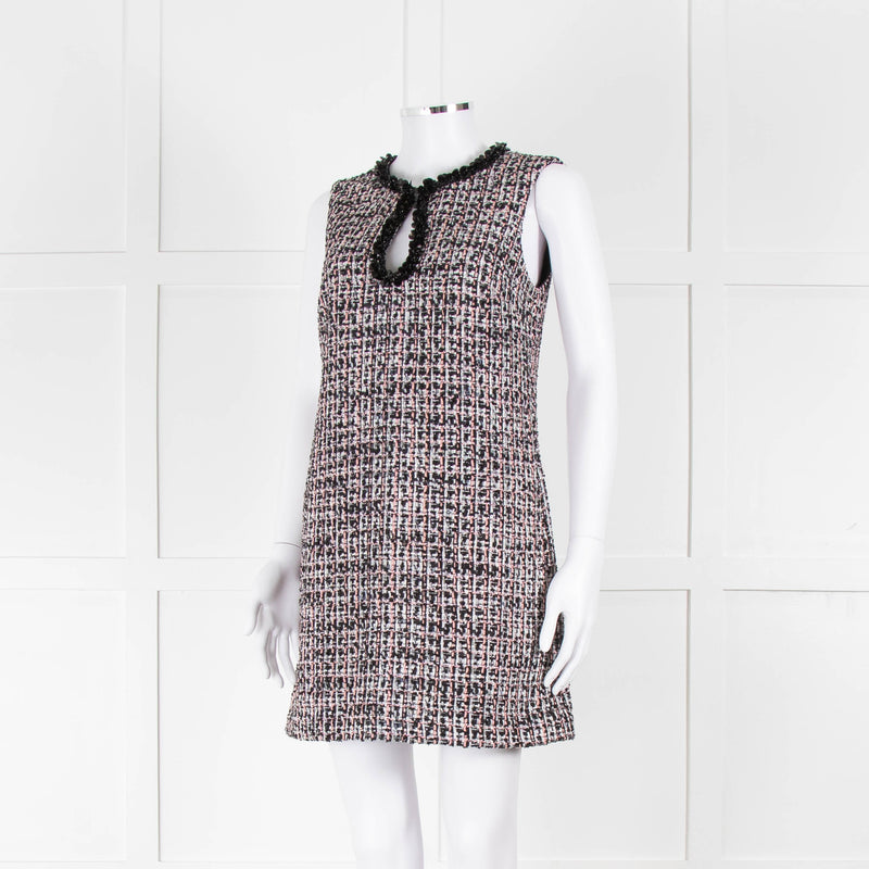 Self-Portrait Pink and Black  Shift Dress with Jewelled Neckline