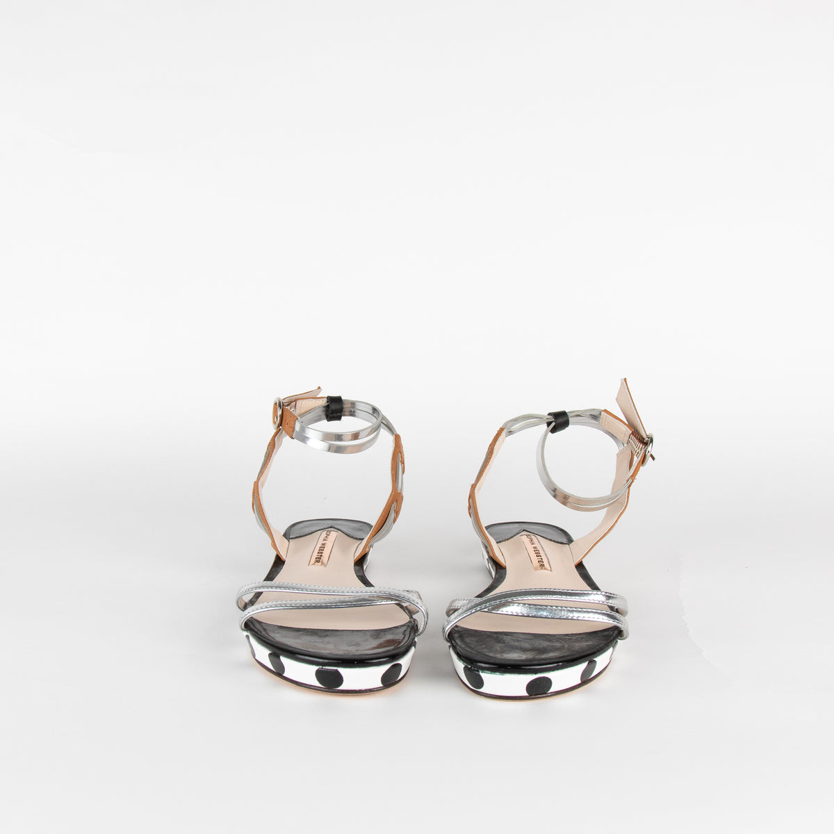 Sophia Webster Silver White Dot Flat Sandals
