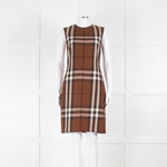 Burberry Brown Logo Wool Sleeveless Shift Dress