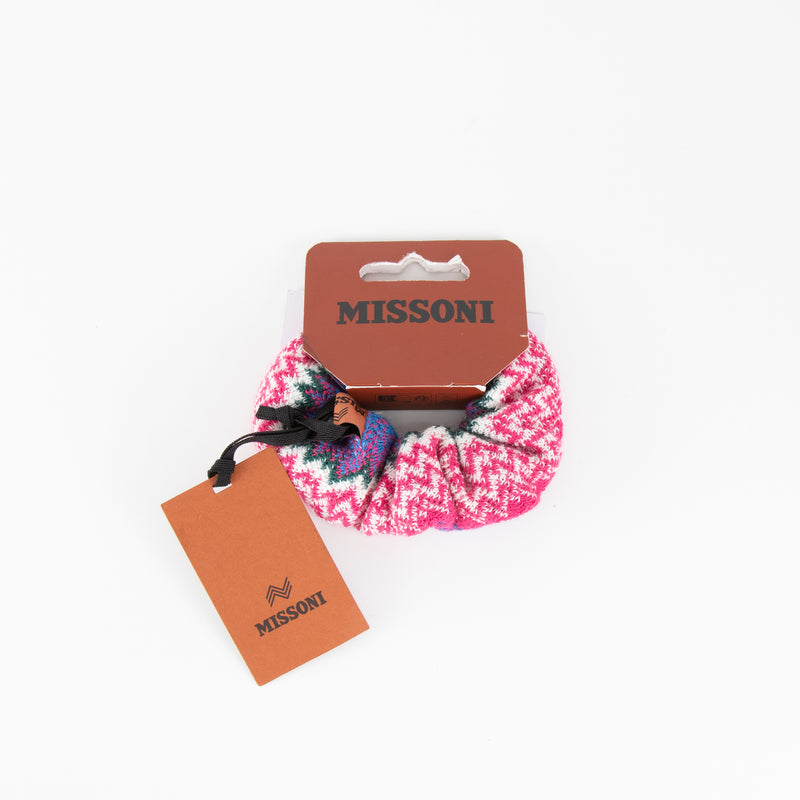 Missoni Pink Blue Zig Zag Knit Scrunchie