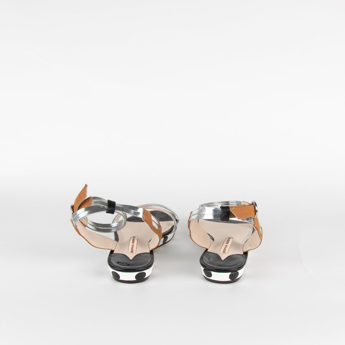 Sophia Webster Silver White Dot Flat Sandals