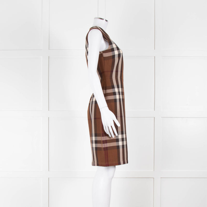 Burberry Brown Logo Wool Sleeveless Shift Dress