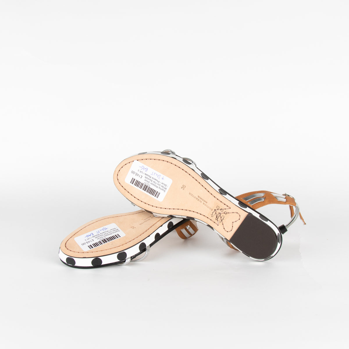Sophia Webster Silver White Dot Flat Sandals
