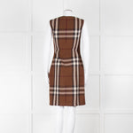 Burberry Brown Logo Wool Sleeveless Shift Dress