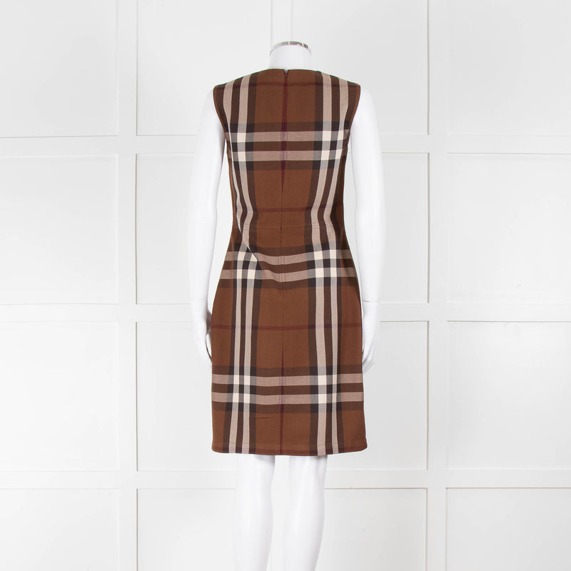 Burberry Brown Logo Wool Sleeveless Shift Dress