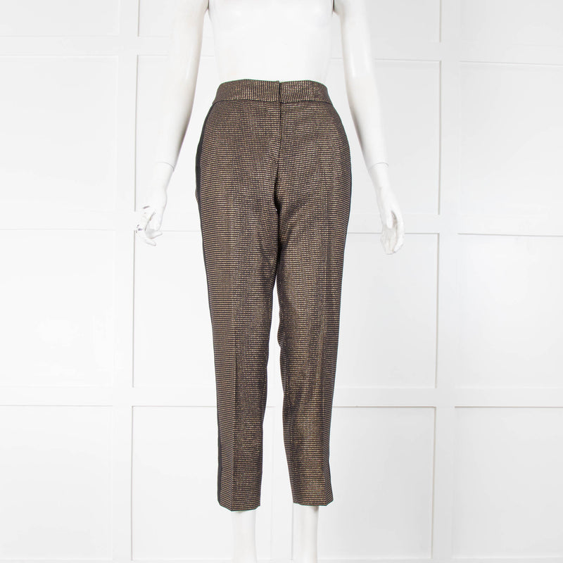 ME+EM Black And Gold Lurex Trousers With Black Side Panels
