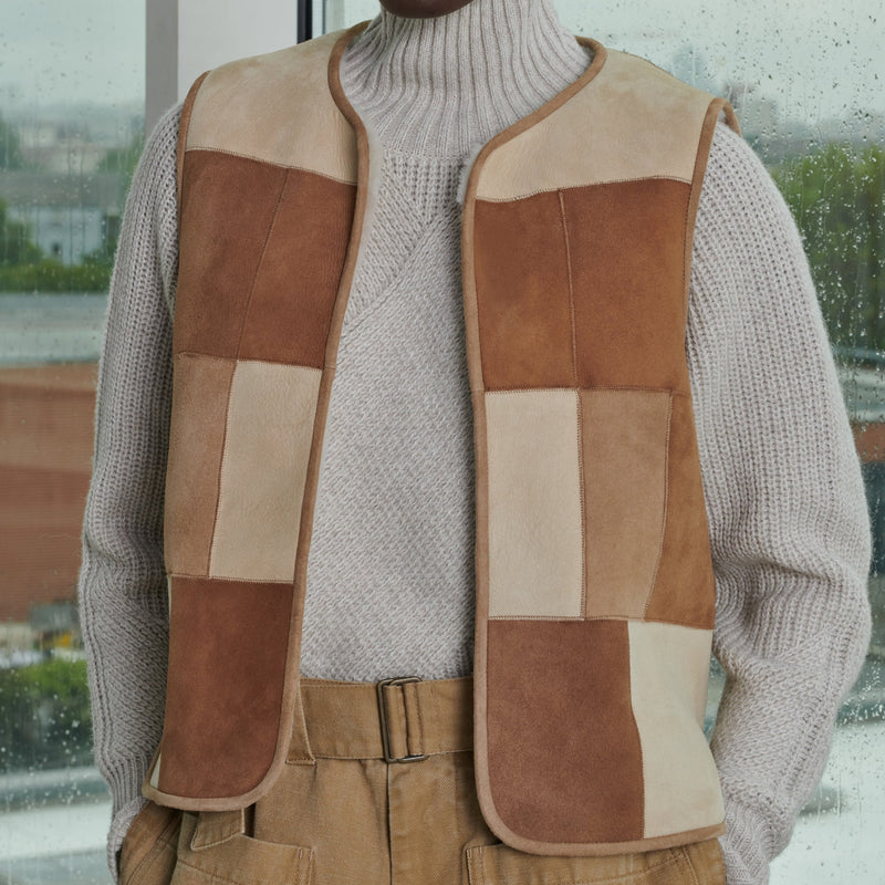 Soeur 'Vinh' Patchwork Vest in Brown