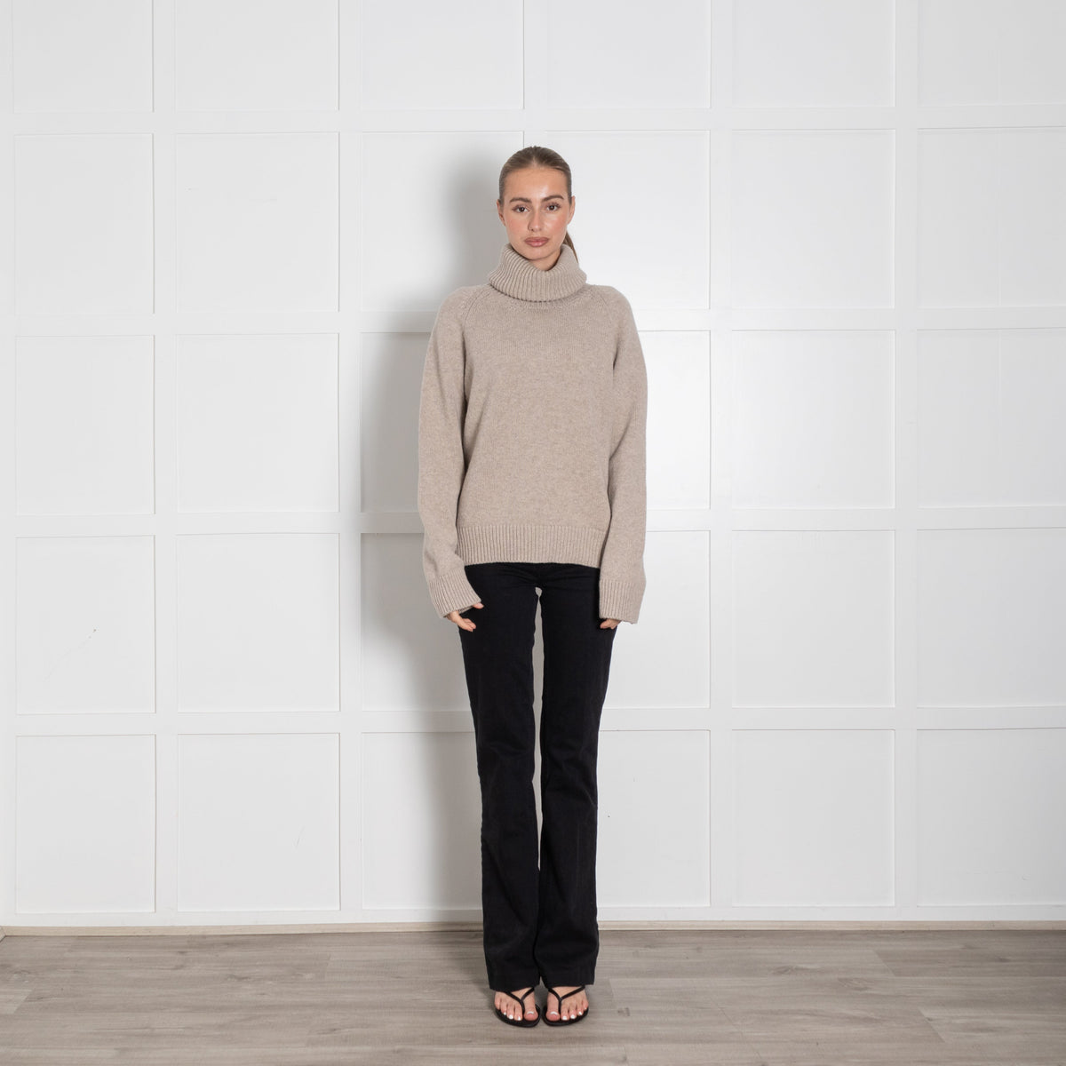 &Daughter Oatmeal Wool Roll Neck