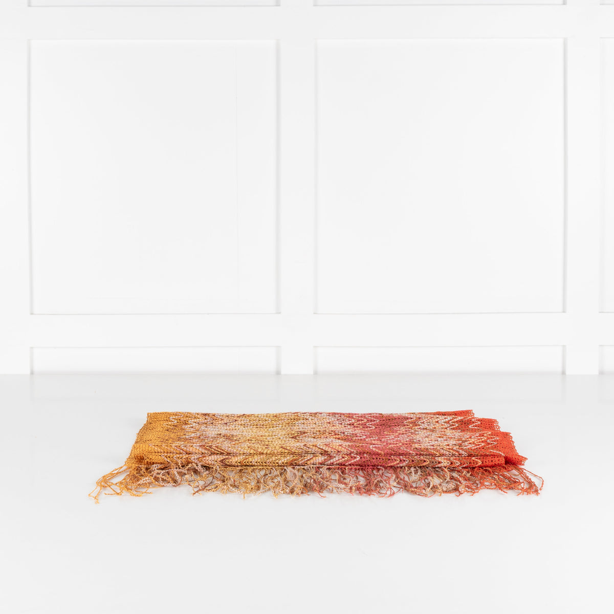 Missoni Orange Cream Chevron Cotton Blend Summer Scarf - Image 2