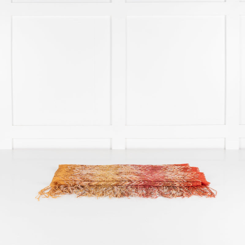 Missoni Orange Cream Chevron Cotton Blend Summer Scarf - Image 2