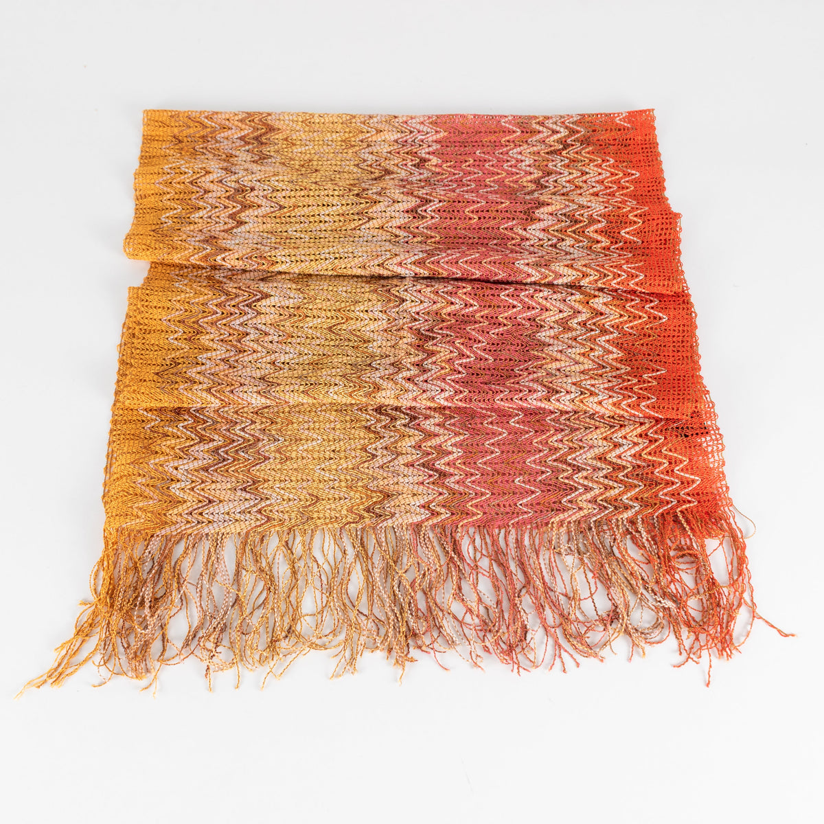 Missoni Orange Cream Chevron Cotton Blend Summer Scarf - Image 4