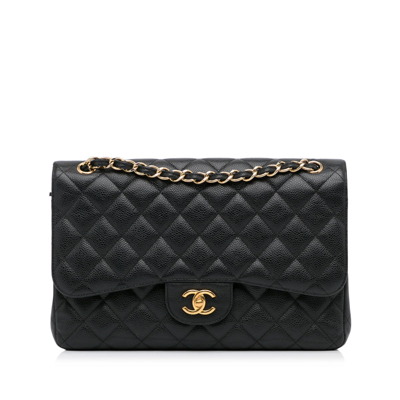 Chanel Black Jumbo Caviar Flap Bag