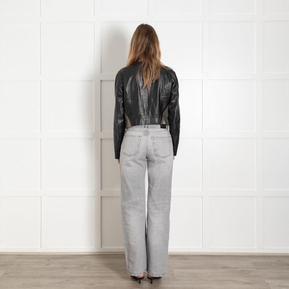 2ND Day Black & Taupe Leather Biker Jacket - Image 5