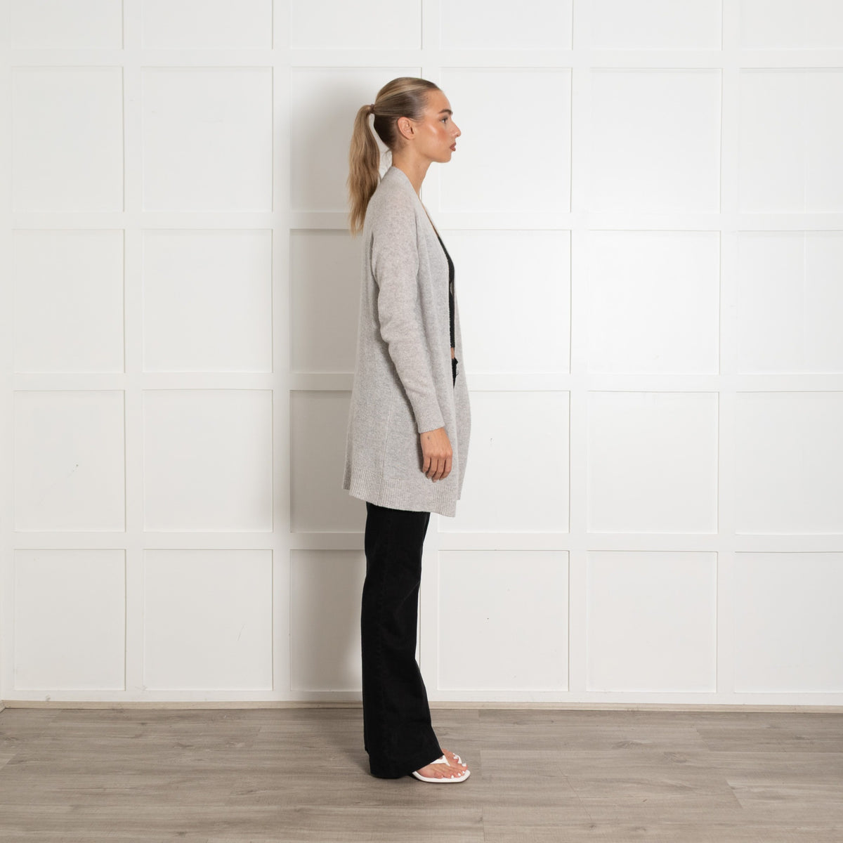 360 Cashmere Grey Cardigan with Pockets - Image 6