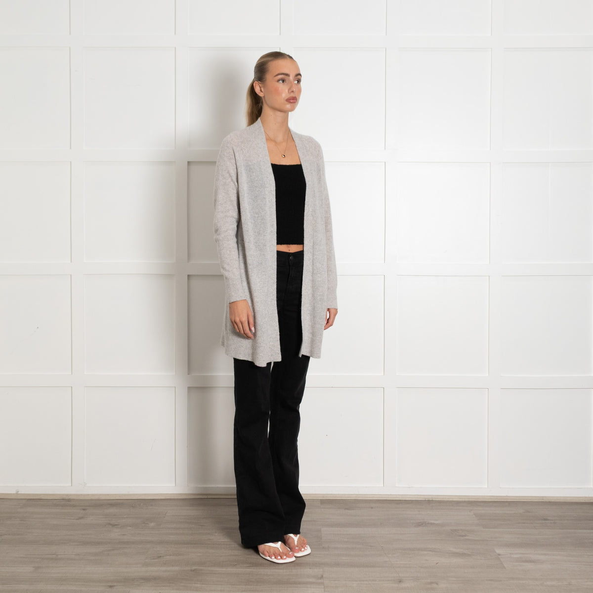 360 Cashmere Grey Cardigan with Pockets - Image 7