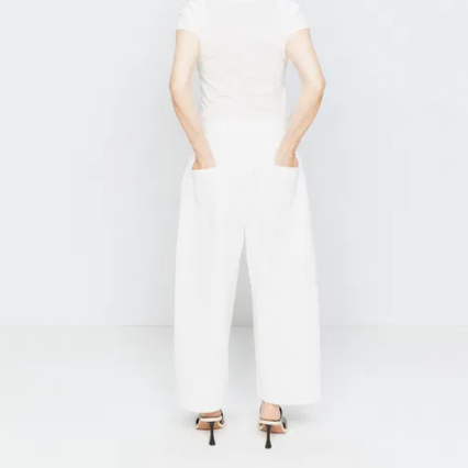 Raey White Tapered Wide Leg Jeans