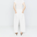 Raey White Tapered Wide Leg Jeans