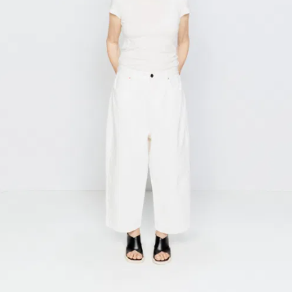 Raey White Tapered Wide Leg Jeans