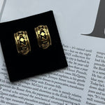 Chanel Gold Vintage Cut Out Logo Clip On Hoop Earrings