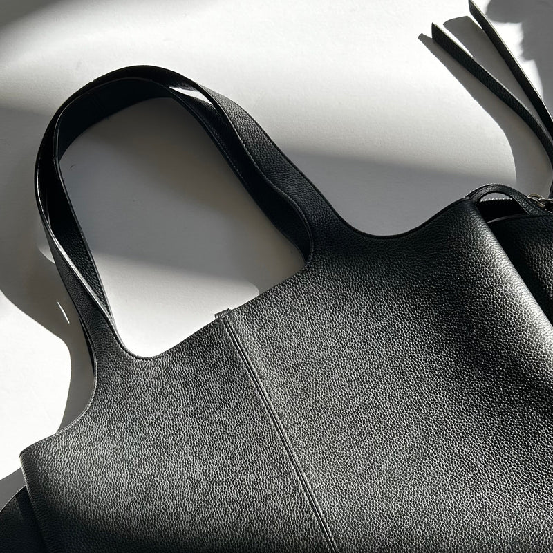 Celine Black Grainy Leather Tri Fold Bag