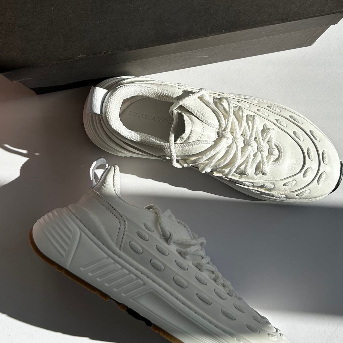 Bottega Veneta White Leather Multi Lace Up Trainers