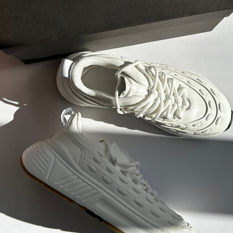 Bottega Veneta White Leather Multi Lace Up Trainers