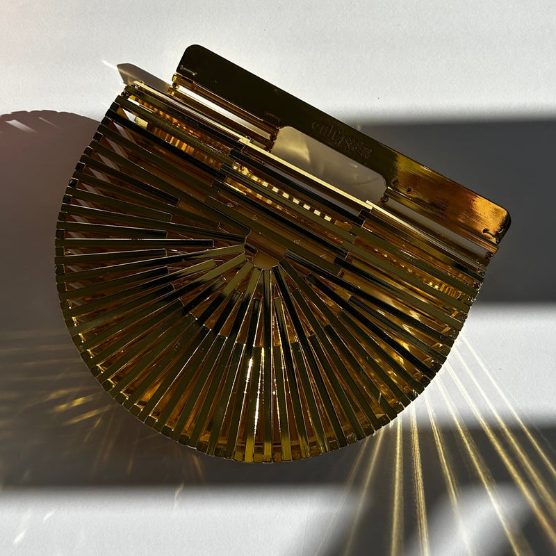 Cult Gaia Gold Ark Metal Clutch Bag