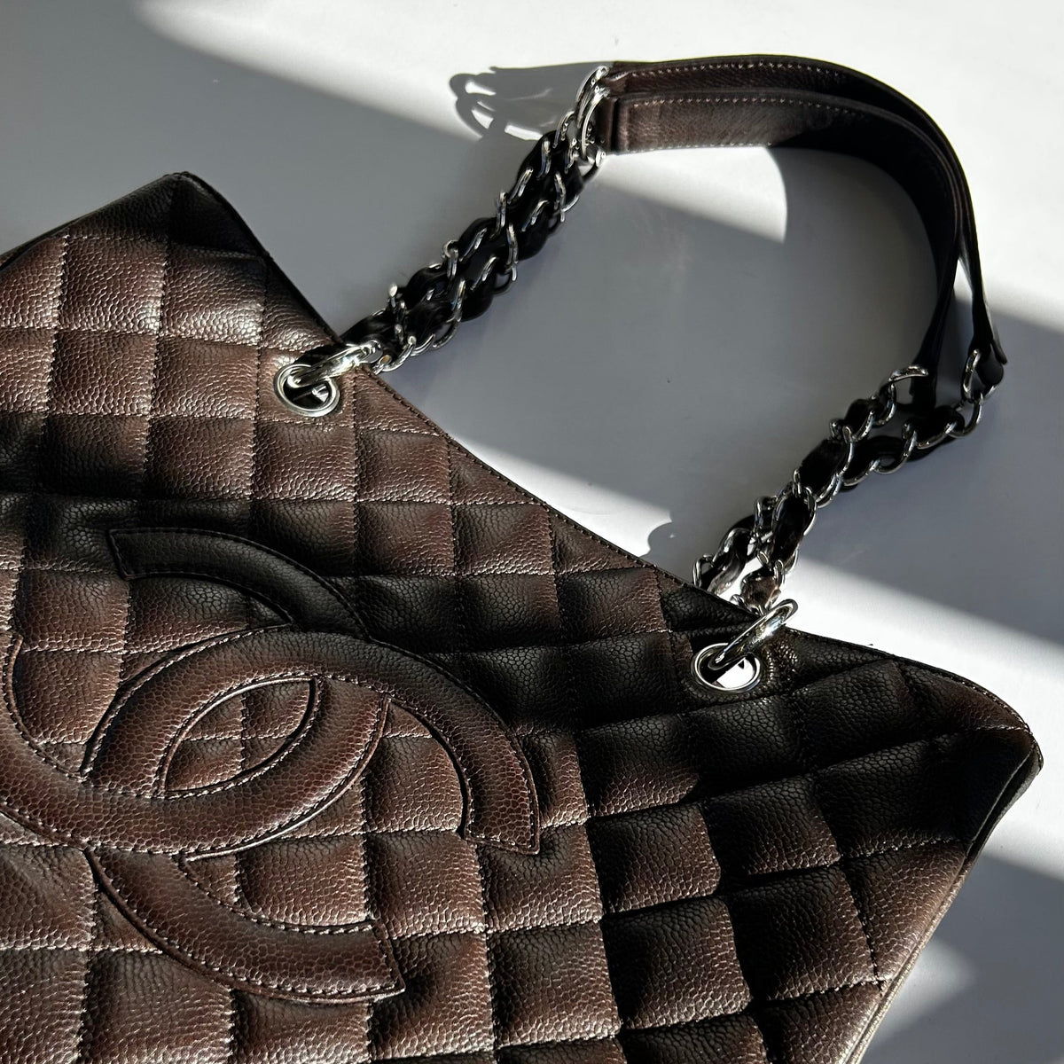 Chanel Brown Caviar Leather Grand Shopping Tote