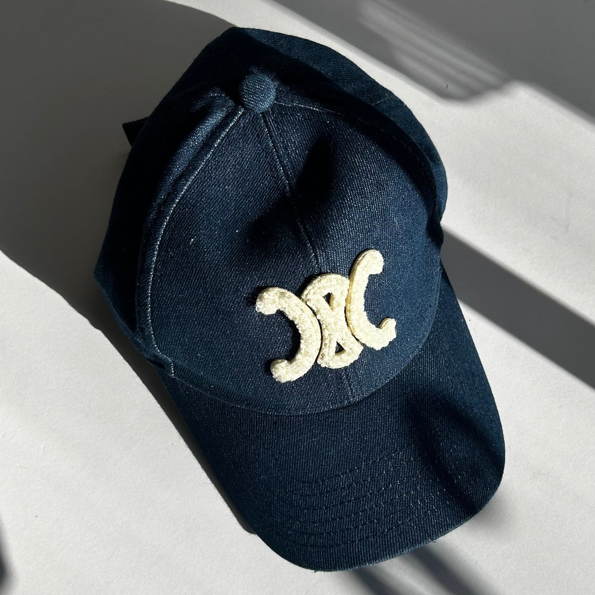 Celine Blue Denim Triomphe Baseball Cap