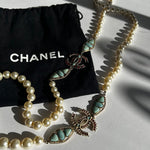 Chanel Cream Faux Pearl & Resin CC bead Necklace