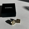 Chanel Champagne Gold Crystal Resin Earrings