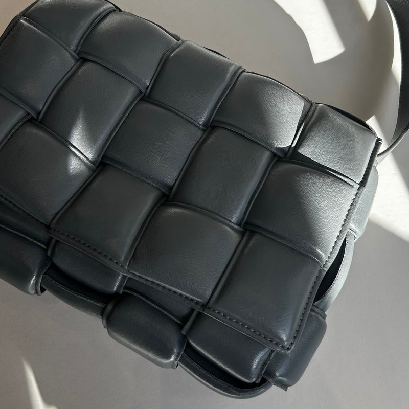 Bottega Veneta Grey Padded Intrecciato Leather Shoulder Bag