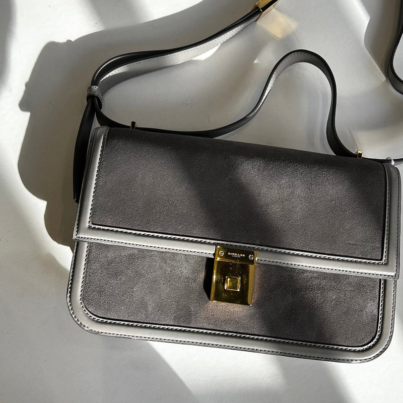 DeMellier Paris Grey Suede Shoulder Bag