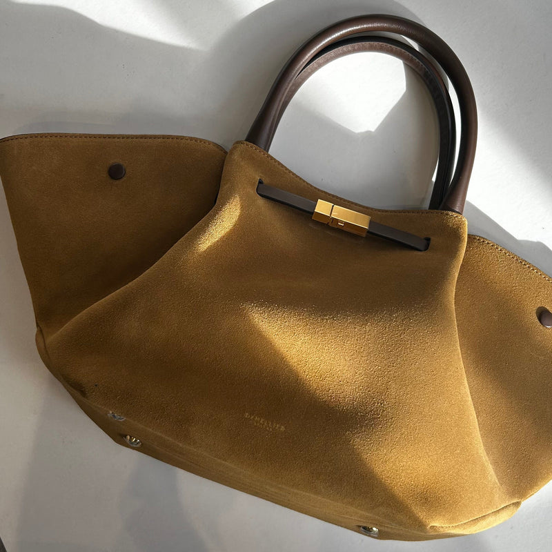 DeMellier New York Gold Tan Suede Midi Tote