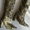 Paris Texas Snake Effect Block Heel Knee Boot