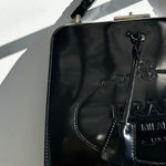 Prada Black Patent Spazzolato Box Frame Bag