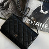 Chanel Black Caviar Leather Wallet On The Chain