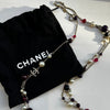 Chanel Red Cream bead Diamante CC Double Strand Long Necklace