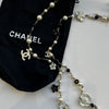 Chanel Black Cream Faux Pearl Camelia Necklace