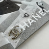 Chanel Silver Faux Pearl CC Brooch